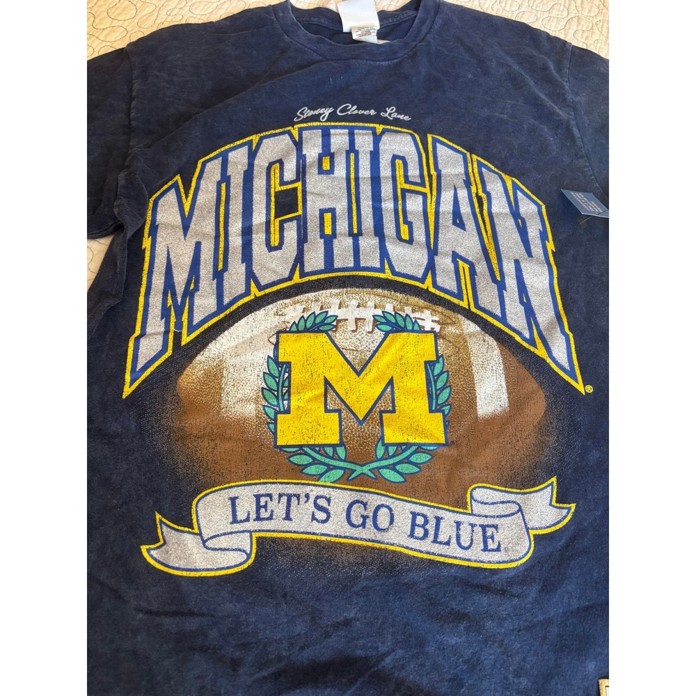 47 Brand Stoney Clover Michigan Wolverines Glitter Shirt Size Medium - Picture 2 of 5